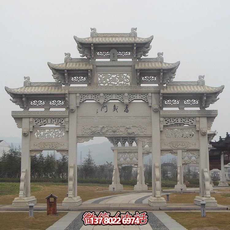 傳承古城文脈，精美石雕牌坊仿古門樓雕塑