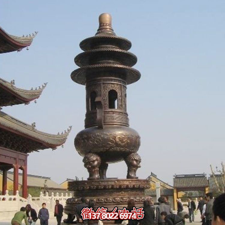 精美鑄銅大型寶蓋香爐，祈福燒香進寶
