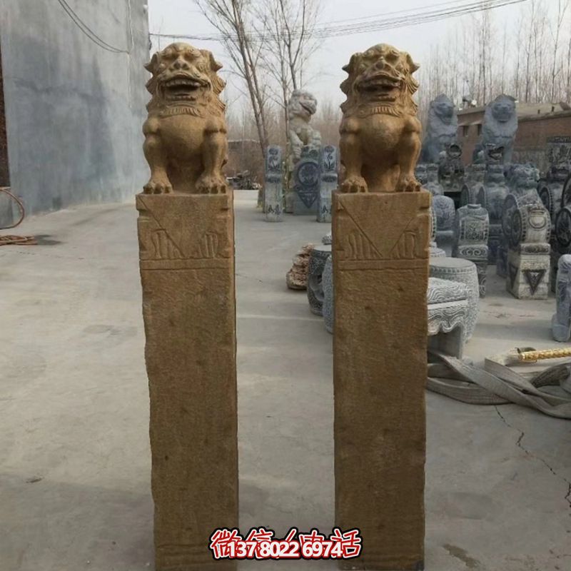 砂巖拴馬柱擺件，為你的寺廟門口增添優(yōu)雅氣息