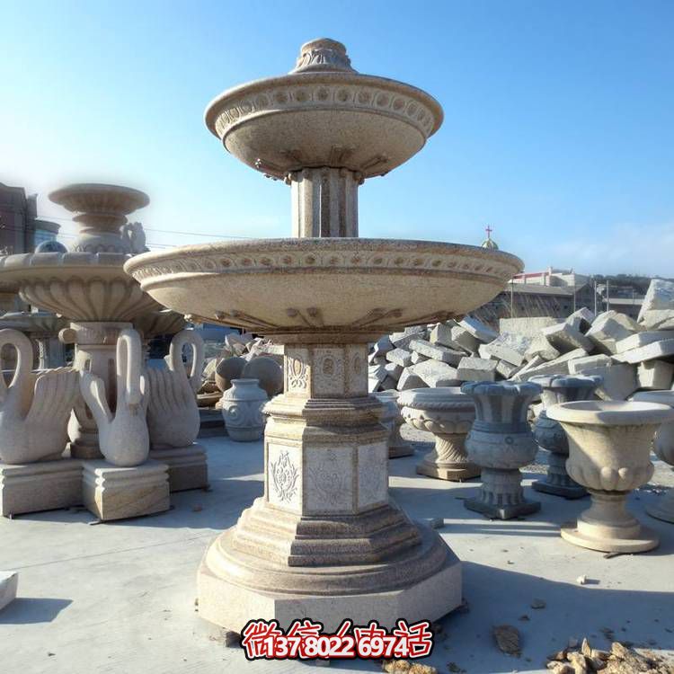 歐式黃銹石噴泉流水轉(zhuǎn)動(dòng)球，點(diǎn)綴酒店會所景觀