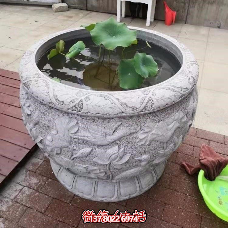 精美絕倫，濃濃古典風情歐式別墅大理石浮雕魚缸擺件