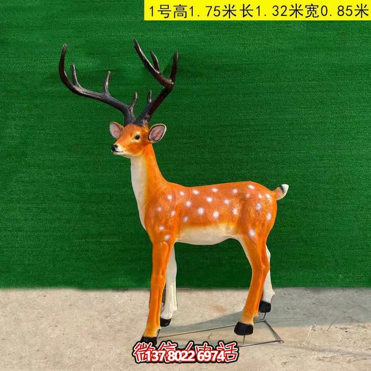 玻璃鋼仿銅梅花鹿雕塑，點綴園林景觀
