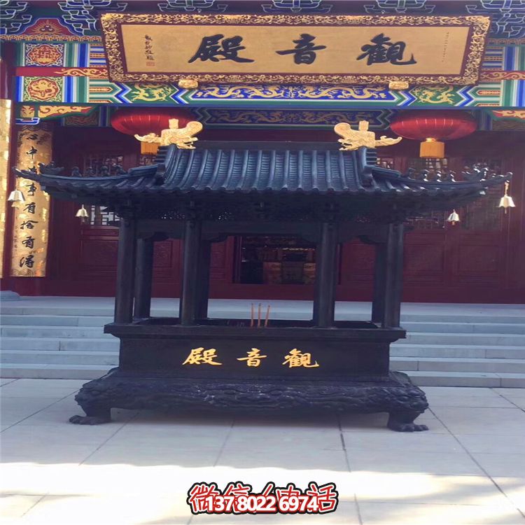 華寶鑄鐵長(zhǎng)形香爐，讓觀音殿更加美麗