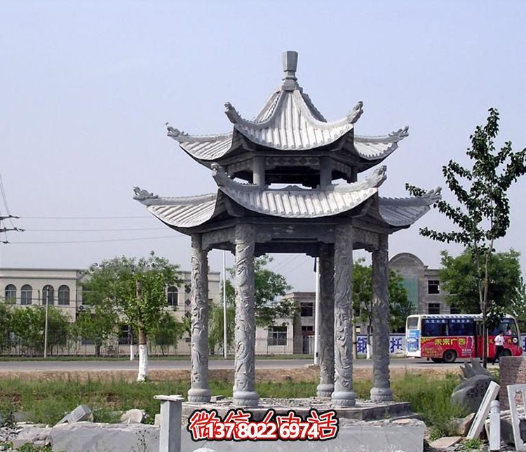 精美古建筑雕塑雙層涼亭，為公園廣場(chǎng)注入古典風(fēng)情