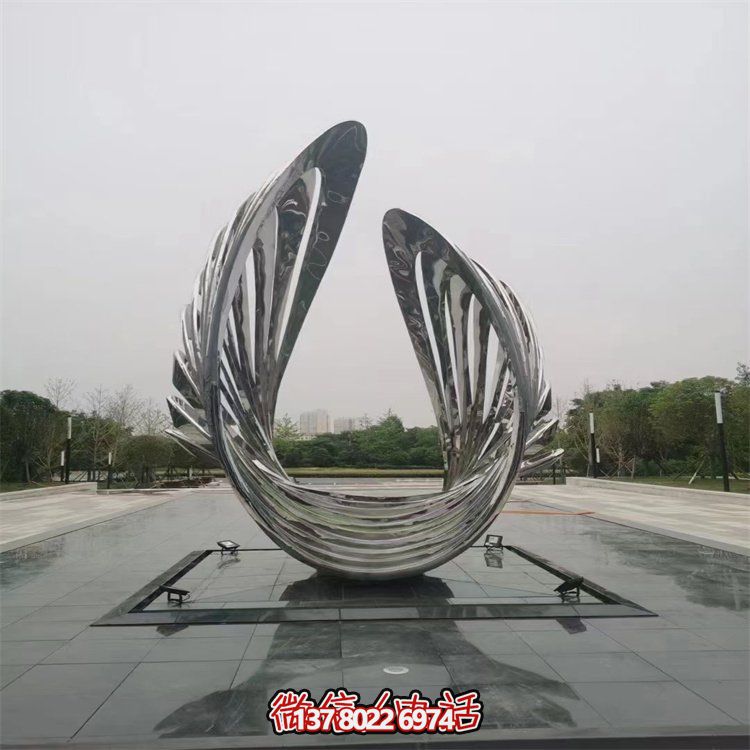 不銹鋼抽象翅膀藝術(shù)雕塑，為戶外廣場增添獨特景觀