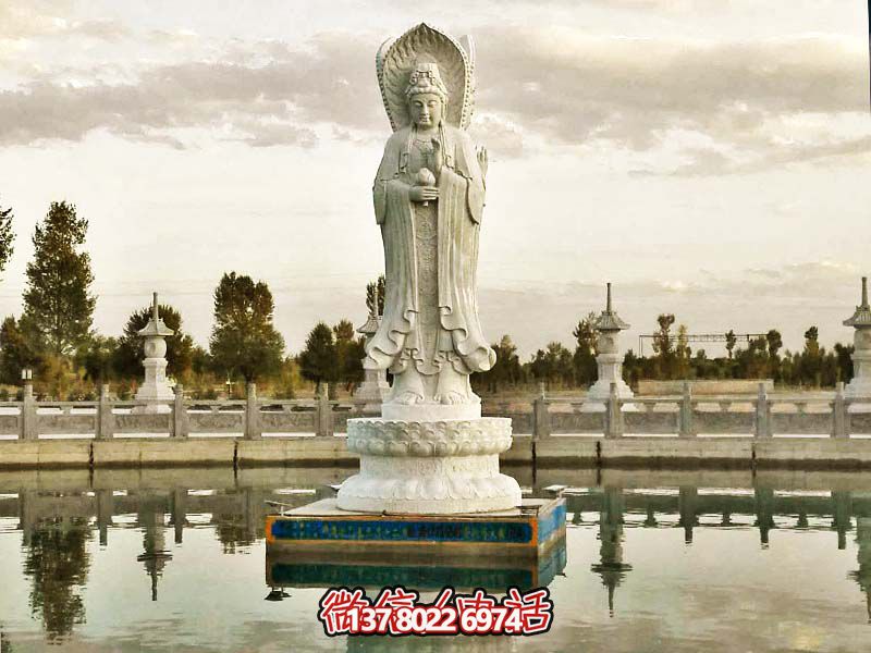大型漢白玉石雕觀音雕塑，讓你的戶外景區(qū)更加完美