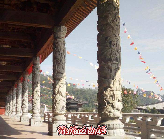 傳承古典藝術，精美石雕龍柱漢白玉浮雕
