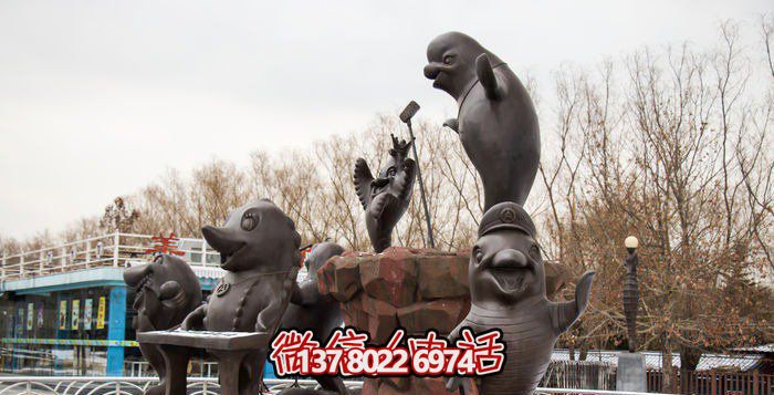 不銹鋼海豚雕塑，個性創(chuàng)意花園裝飾