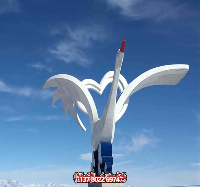 不銹鋼愛心鶴雕塑，點(diǎn)亮廣場創(chuàng)意之美