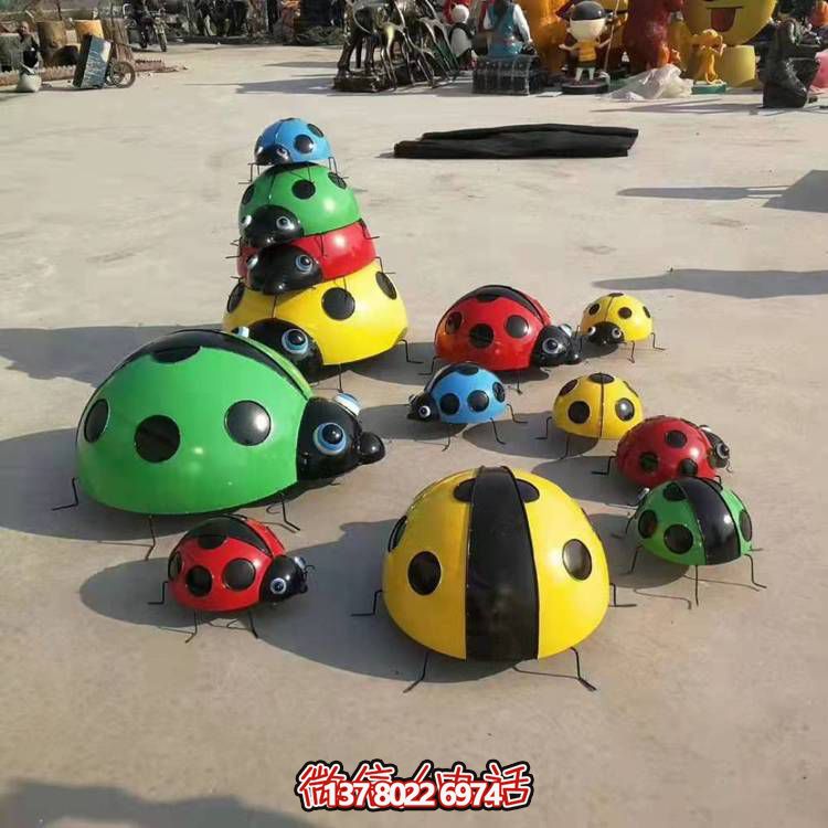 七星仿真玻璃鋼瓢蟲雕塑，園林景觀裝飾