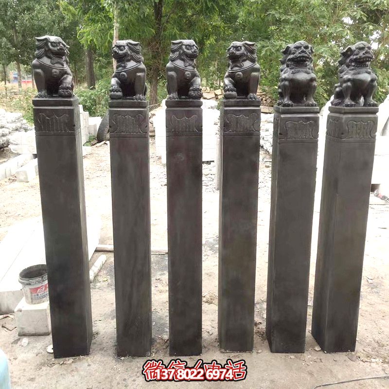 古雅青石仿古石獅子拴馬柱，點(diǎn)綴庭院門前