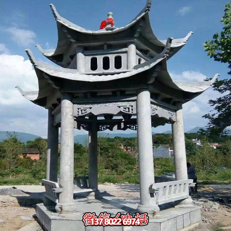 優(yōu)雅雙層石雕涼亭，給您的園林添彩