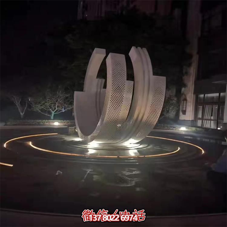 不銹鋼噴泉雕塑裝飾擺件，點(diǎn)綴售樓小區(qū)的美麗