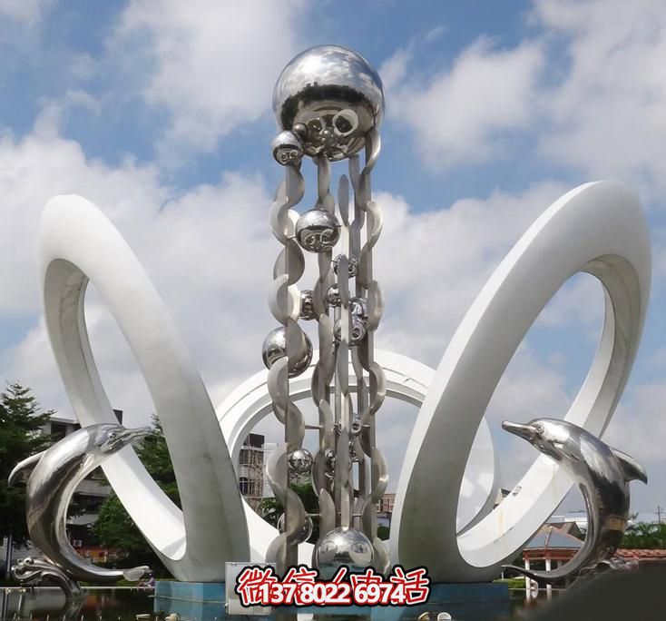 海豚個性不銹鋼雕塑，大型廣場裝飾裝置