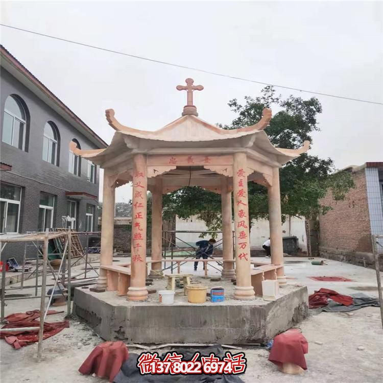 天然大理石涼亭，營造休閑庭院