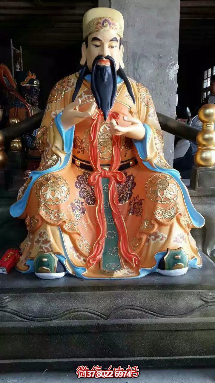 精美供奉財神雕塑，玻璃鋼彩繪絢麗奪目