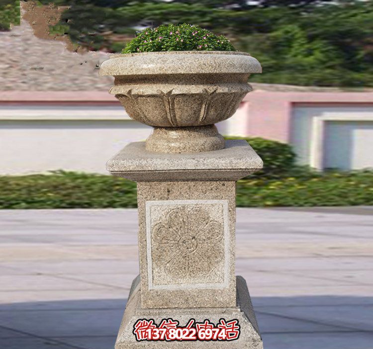 精美石雕花缽，添彰歐式庭院裝飾