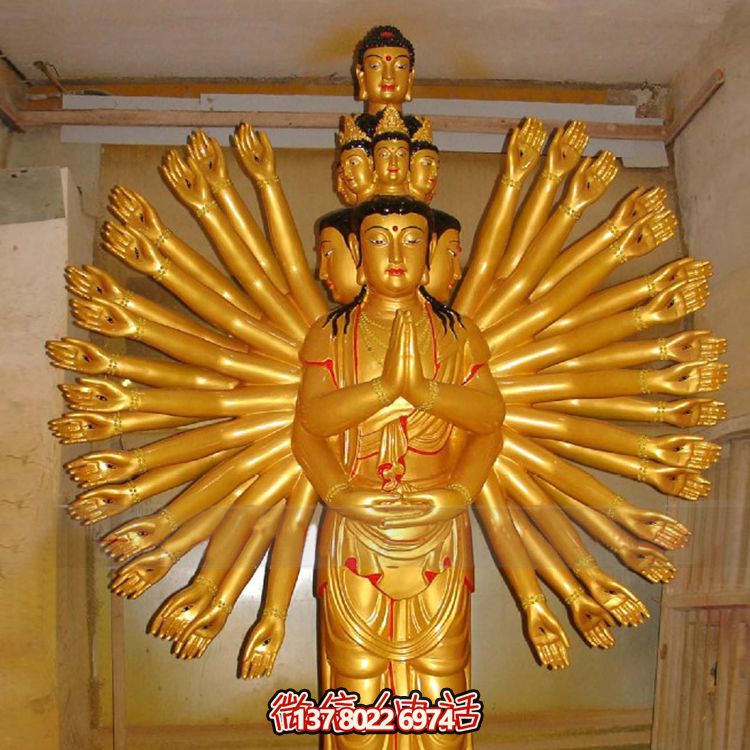 鎏金千手觀音大型雕塑，精美絕倫，醉人心魄
