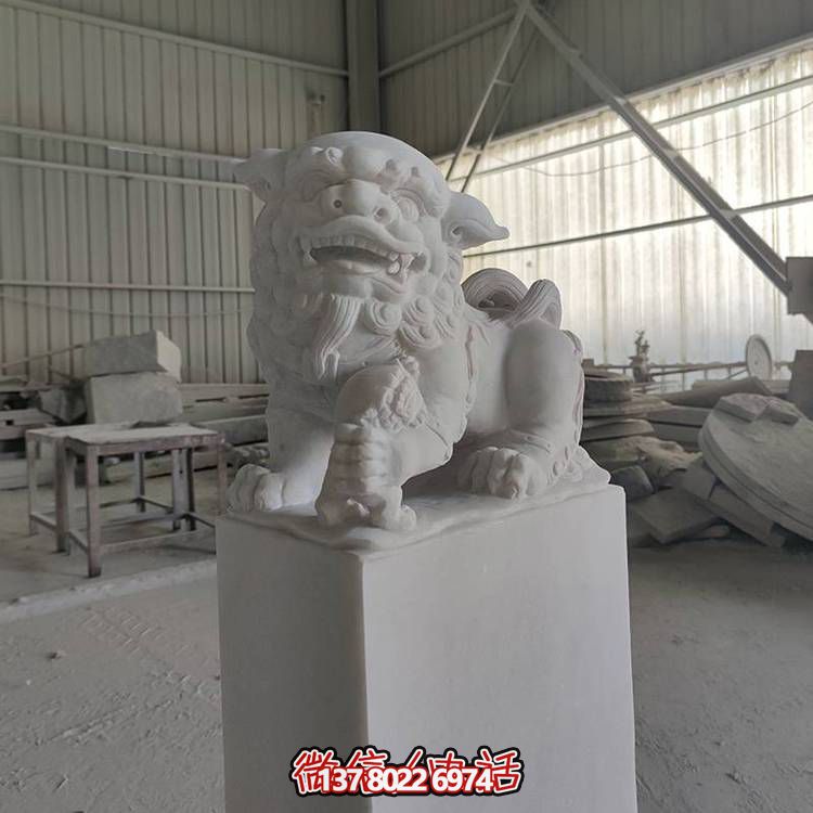 精美大理石石雕石獅子擺件，裝點(diǎn)庭院門(mén)口