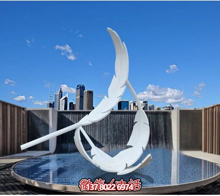 大型不銹鋼鏡面羽毛雕塑，創(chuàng)意園林景觀裝置