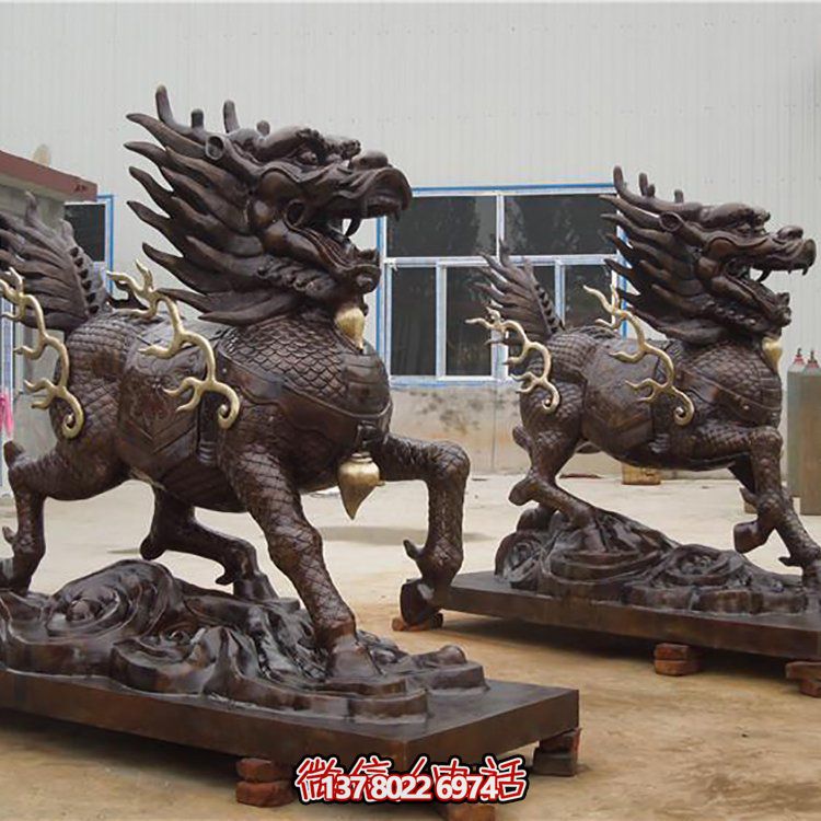 大型銅雕麒麟擺件，裝點(diǎn)庭院門口別墅