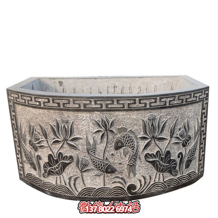 傳統(tǒng)風(fēng)格青石荷花水缸