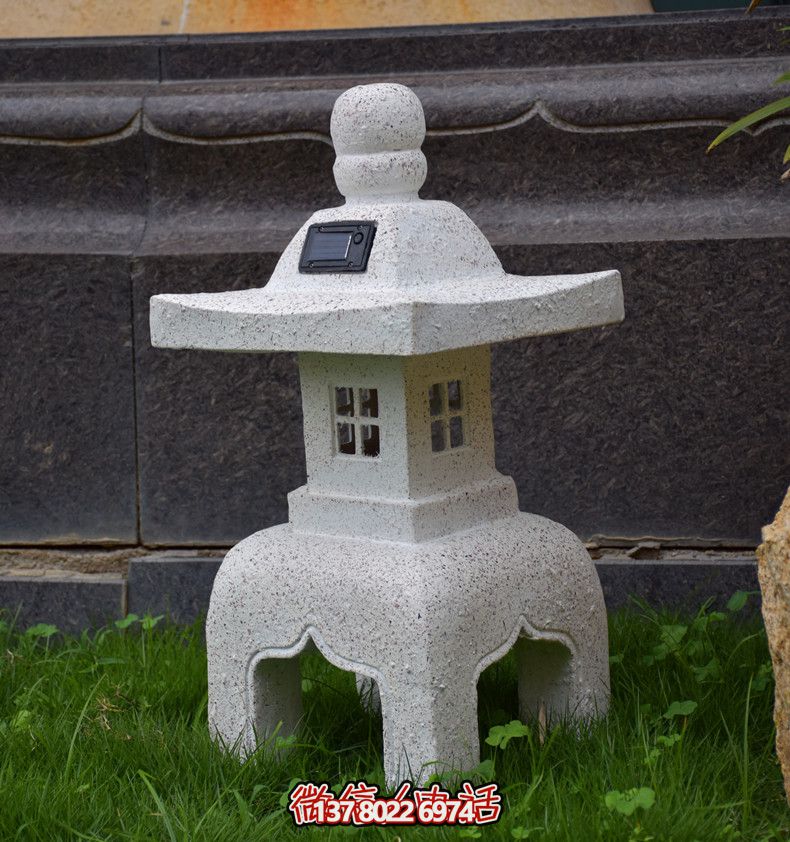 太陽(yáng)能石燈，復(fù)古中式裝飾戶外景觀燈