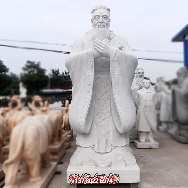 漢白玉孔子雕塑傳承中華文化，融入創(chuàng)意景區(qū)