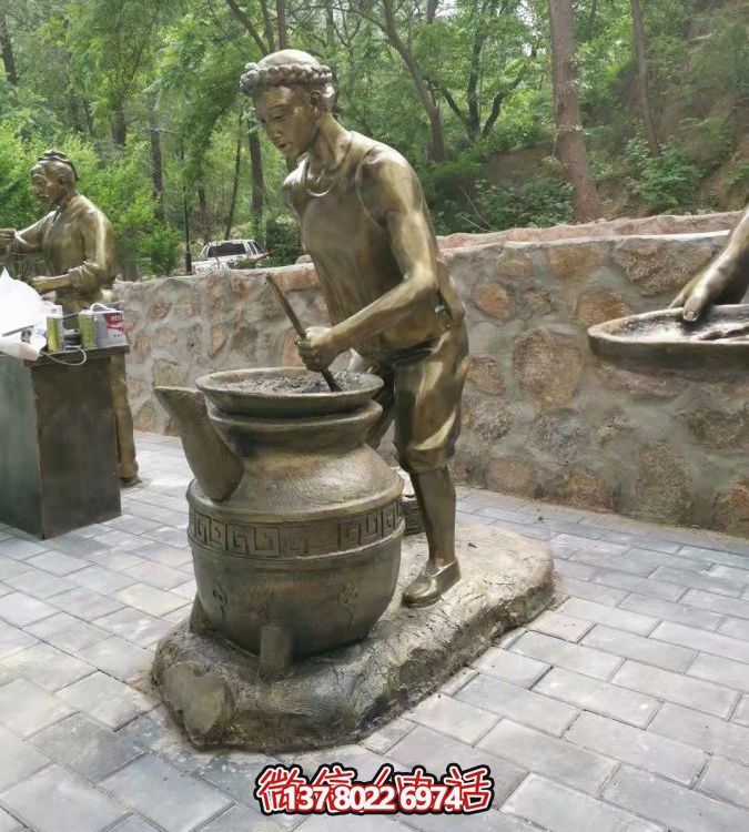 仿銅情景人物玻璃鋼雕塑，環(huán)境美化街道戶外小品