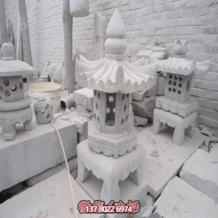 精美石燈鏤空大理石裝飾擺件，點亮你的漢白玉庭院