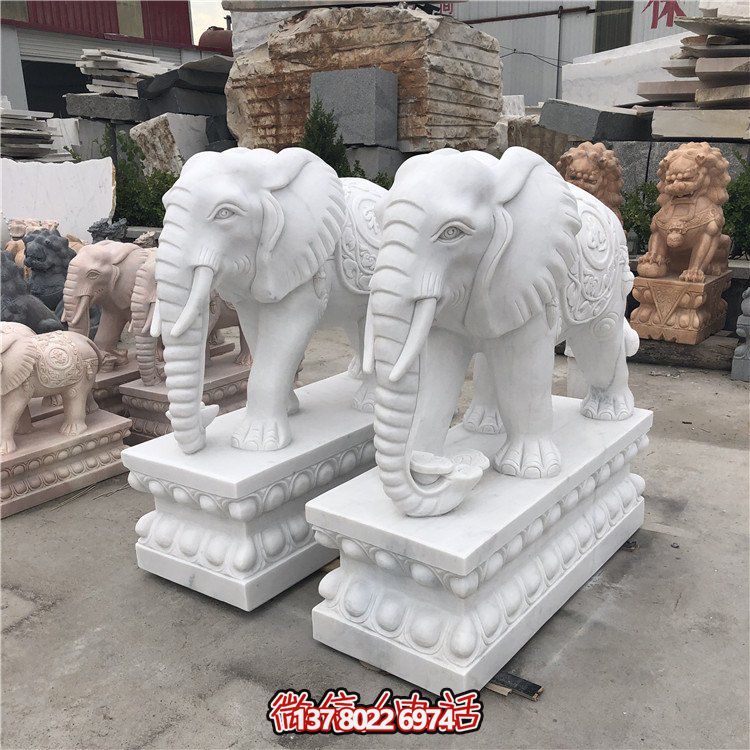 大理石石雕大型動(dòng)物雕塑，點(diǎn)綴庭院別墅門口