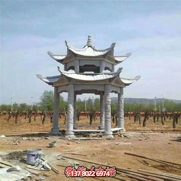 雙層雕塑涼亭，為景區(qū)、園林、戶外環(huán)境提供視覺美感