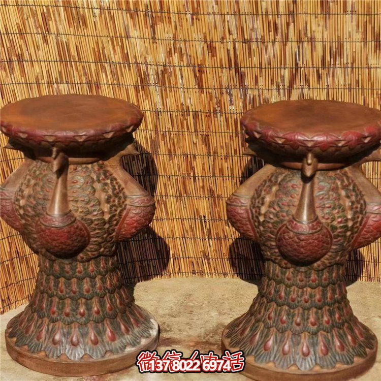 手工民俗精美青石孔雀花幾花架，打造寧靜優(yōu)雅的庭院室內(nèi)擺件