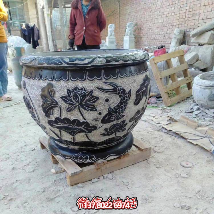 天然石頭缸，仿古雕刻，裝點家園