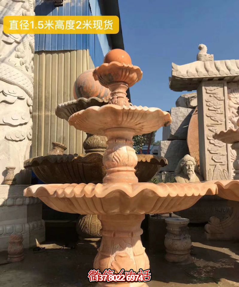 紅色晚霞風(fēng)水球石雕景觀噴泉，點(diǎn)亮小區(qū)美景