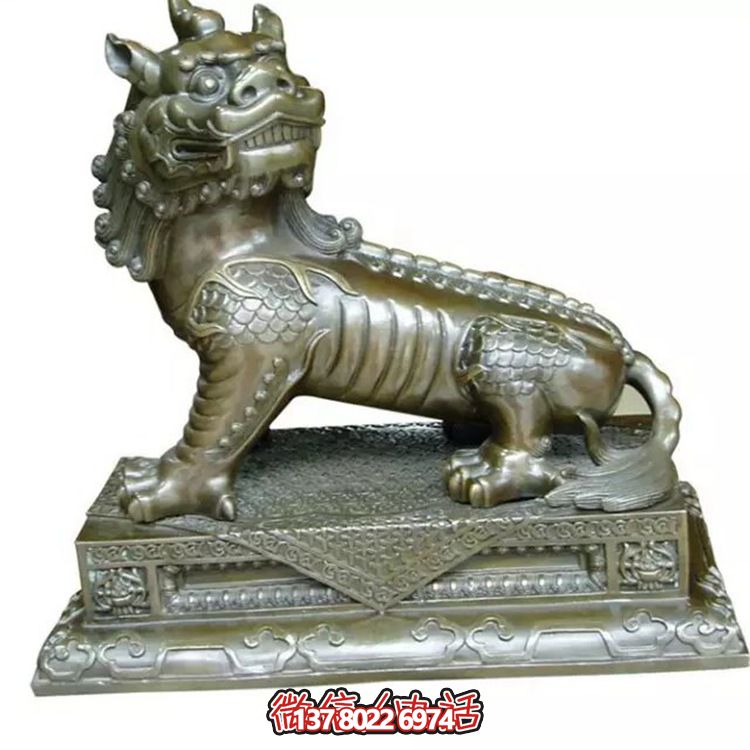 小型不銹鋼神麒麟雕塑，裝點庭院