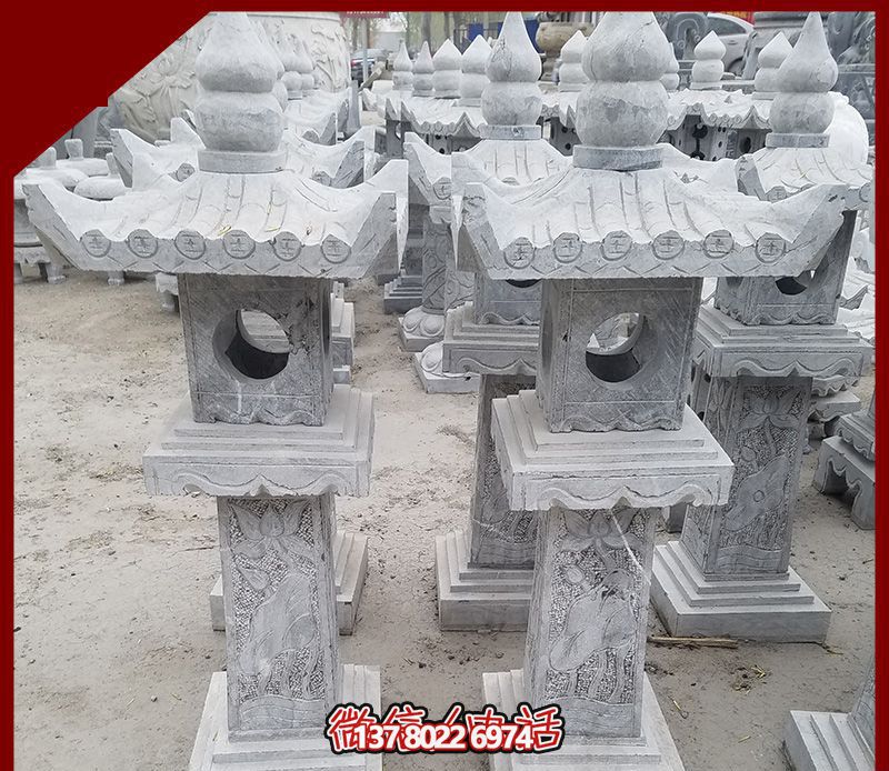 仿古石雕燈籠，裝飾戶外寺廟