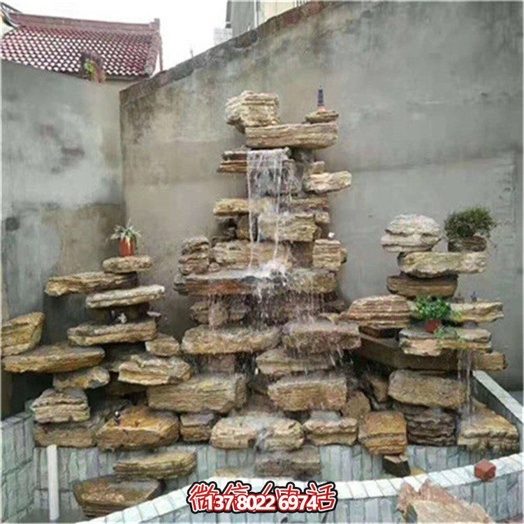 大型立式層流水假山石造景，給你驚艷的室外庭院廣場(chǎng)