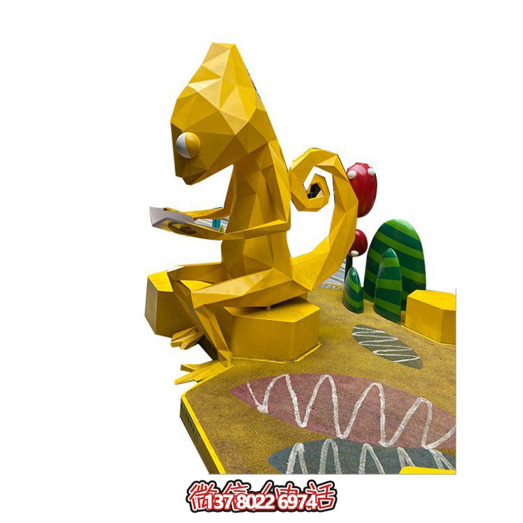 玻璃鋼卡通人物雕塑，為兒童樂園擺放的看書椅