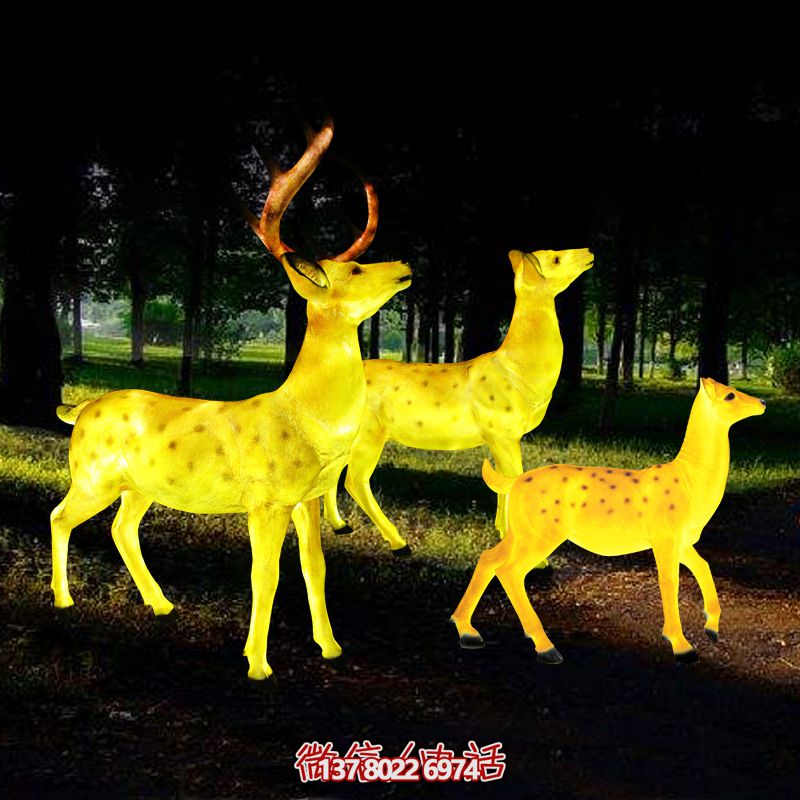 玻璃鋼梅花鹿雕塑照明，點亮夜晚的創(chuàng)意廣場