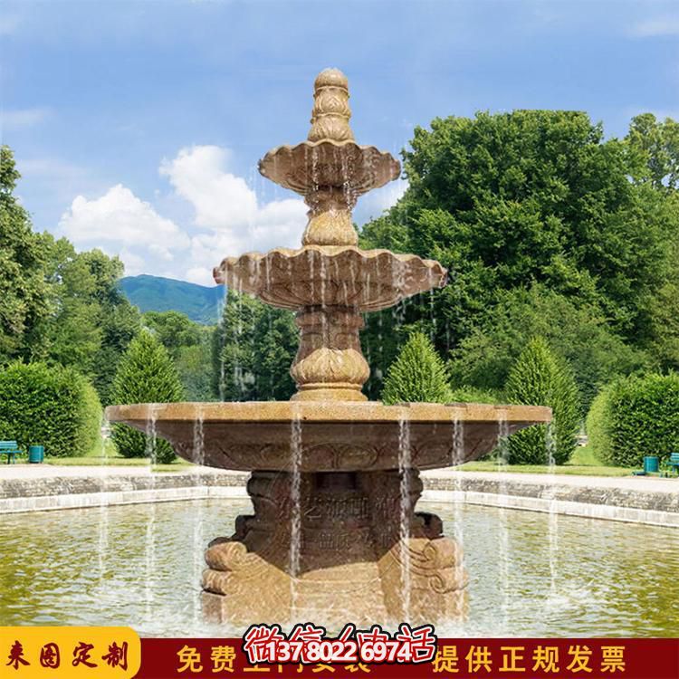 流水紅晚霞，石雕戶外景區(qū)擺件