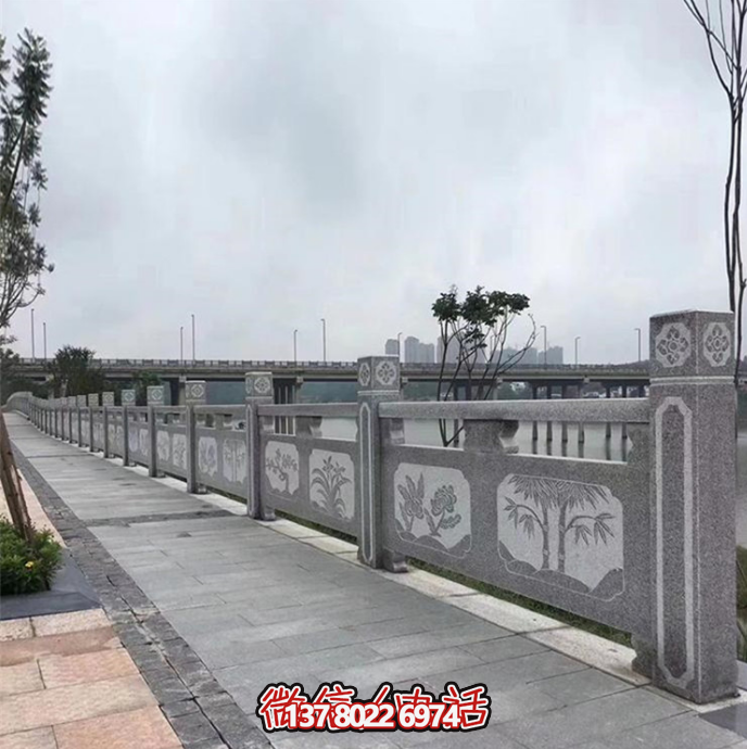 精美花崗巖雕花石欄板市政路橋護(hù)欄
