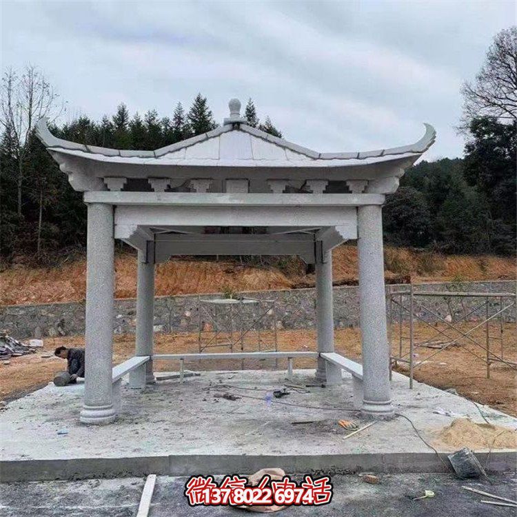 獨(dú)具魅力的石雕涼亭，點(diǎn)綴園林景觀