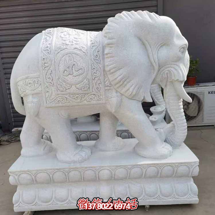 漢白玉雕塑藝術(shù)，景觀裝置招財(cái)大象