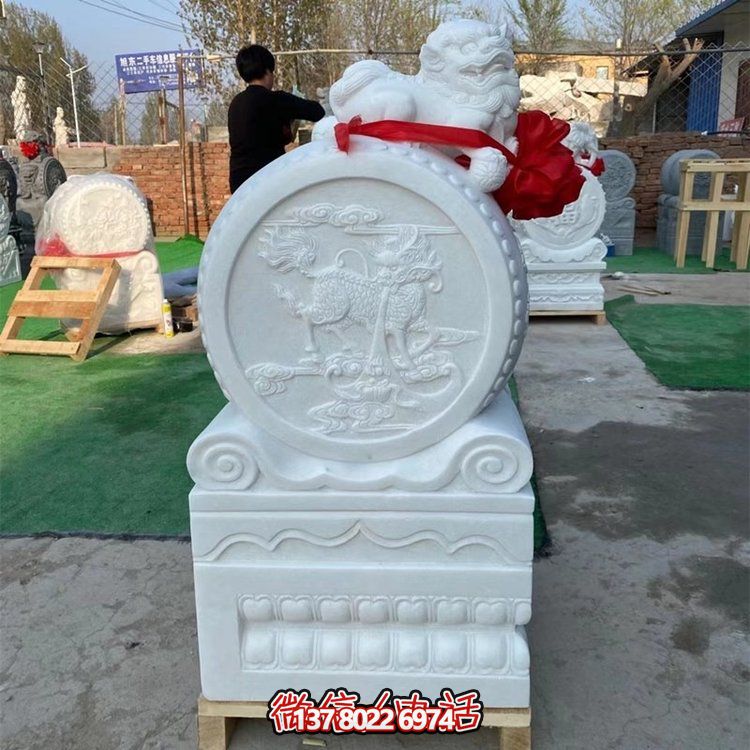 古典藝術(shù)雕塑——大理石財神貔貅麒麟門墩石雕