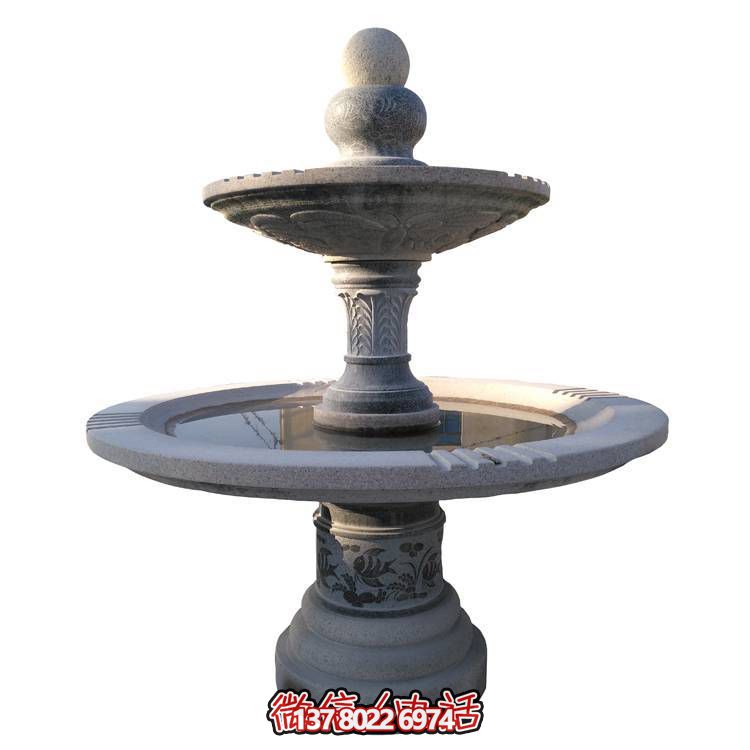 花崗巖歐式二層流水噴泉?jiǎng)e墅擺件
