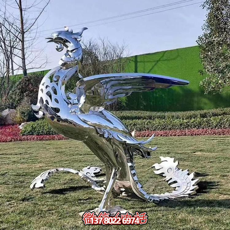精美不銹鋼鳳凰雕塑，裝飾您的室外景觀