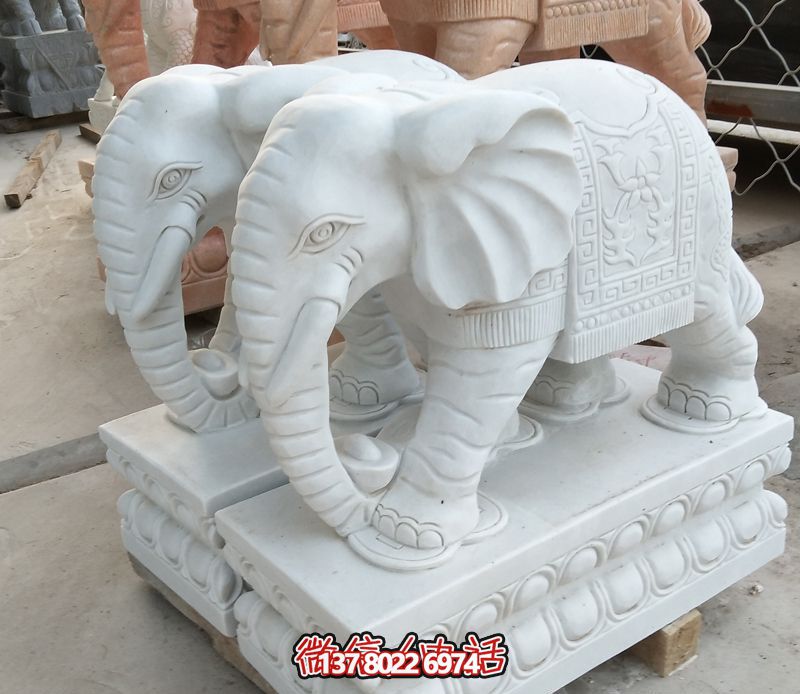 漢白玉雕塑，招財大象，令您鎮(zhèn)宅景區(qū)庭院更加迷人