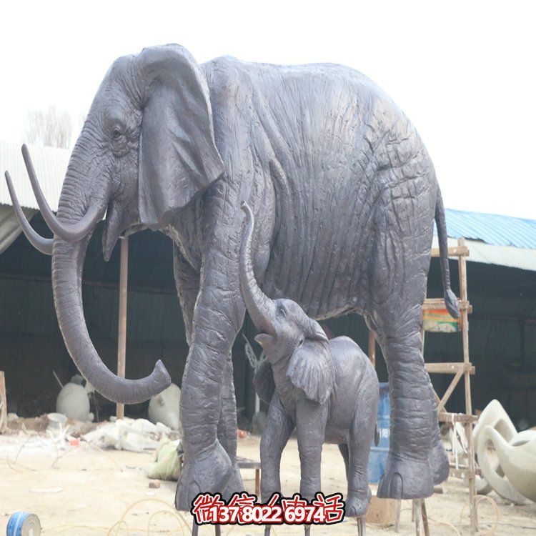玻璃鋼母子象，大象雕塑