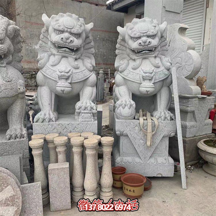 大理石石雕園林庭院別墅戶外一對鎮(zhèn)宅招財獅子